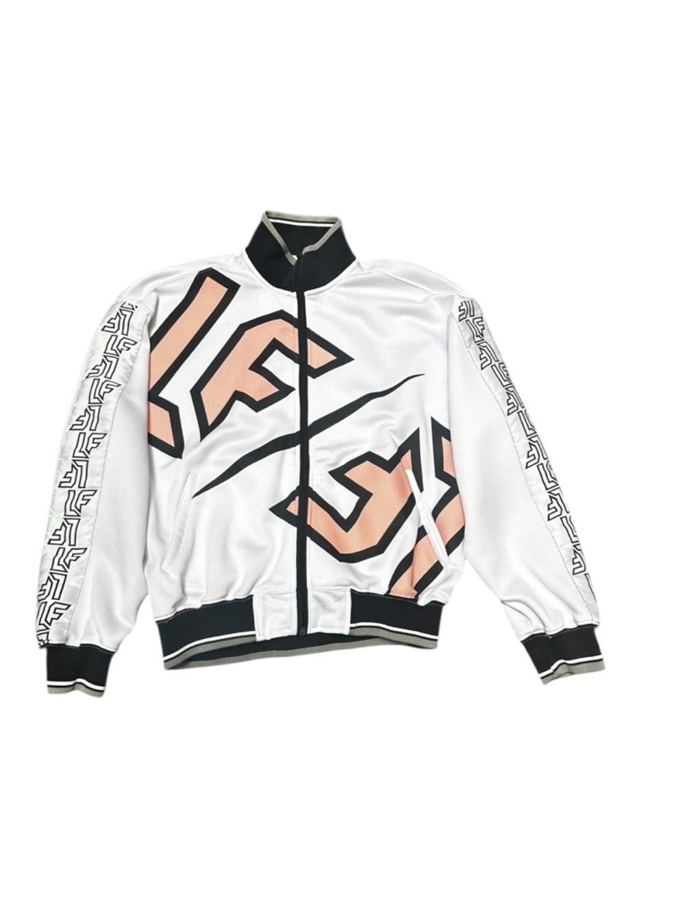 LF‎ Brand Jacket, white pink black graphics, XS, fits like S